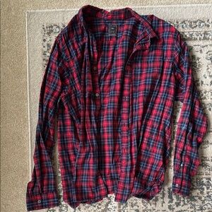 Men's Red and Blue Plaid Shirt